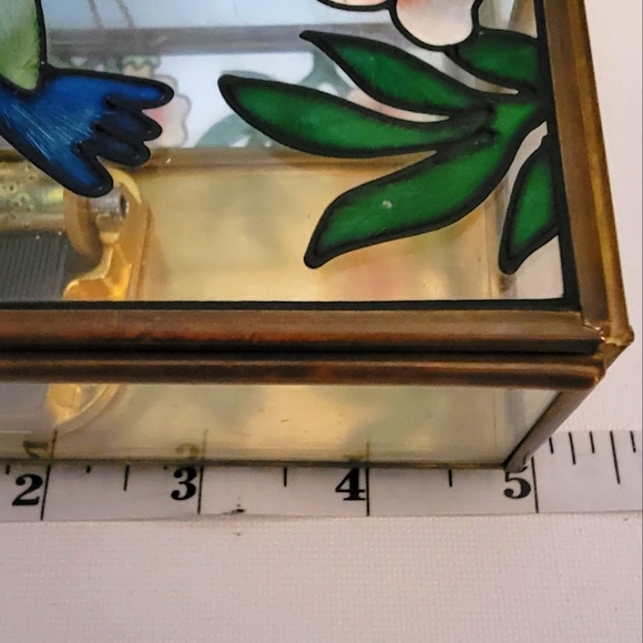 Vintage Stain Glass Inspired Hummingbird Glass Box That Plays My Favorite Things - Picture 3 of 8